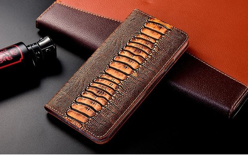Phone Cover Genuine Leather TPU Plain Geometric Flip Case For iPhone 6-14 Pro - Picture 7 of 16