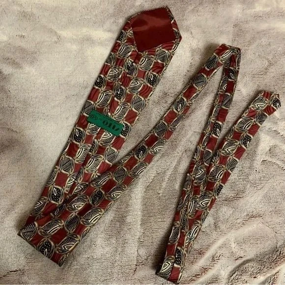 Corbata de seda Vito by VR hecha a mano en Italia patrón cachemir rojo borgoña vintage Foto 2 de 3
