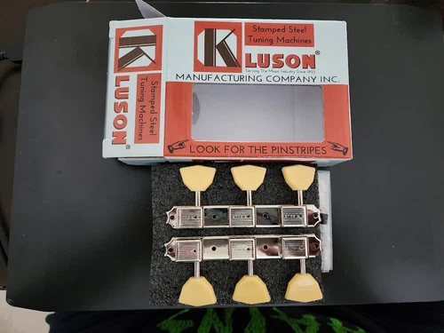 Kluson 3 on a Plate Butterfly Tuners 2 Line Nickel keystone  fits Supro
