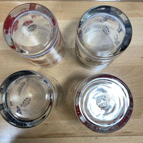 HOME ESSENTIALS CASINO CARD GAMES TUMBLERS ROCKS GLASS SET OF 4 LARGE RED/BLACK - Picture 8 of 10