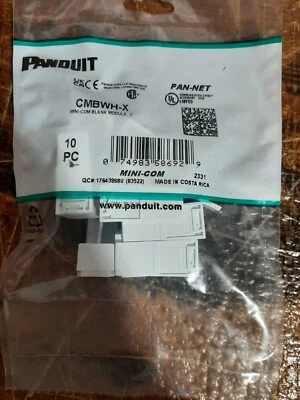 Panduit CMBWH-X Mini-Com Blank Module, 10-Pack, White ~STSI