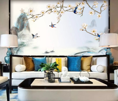 3D Flower Branch Bird 43469NA Wallpaper Wall Murals Removable Wallpaper Fay