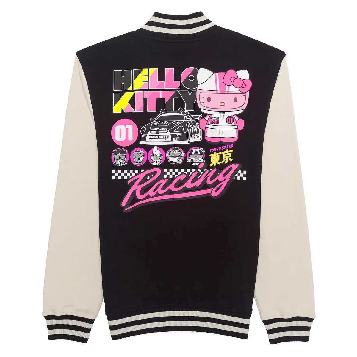 Hello Kitty Men's Black/Off White Tokyo Speed Racing Varsity