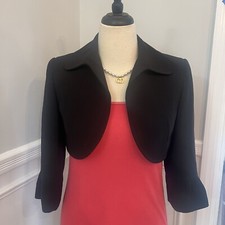 Tahari Women s Black Bolero Cropped Jacket Sz 4 Evening Career Bell Sleeves