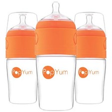 9 oz Orange Anti-Colic Making/Mixing/Dispenser Baby Bottles, 3-Pc with 2 Nipples