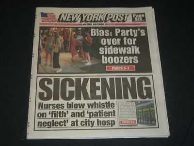 2020 MAY 18 NEW YORK POST NEWSPAPER - SICKENING - BLAS: PARTY'S OVER FOR BOOZERS