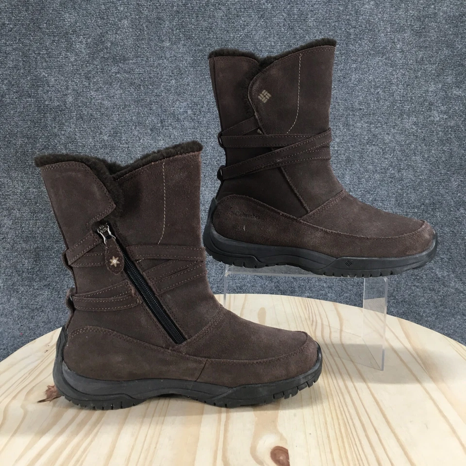 Columbia Boots 女式 8 Namara 雪棕色皮革侧拉链 Omni-Grip BL1258-238 — 第 2/4 张图片
