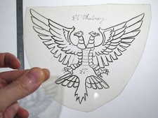 vtg 1960s 1970s Tattoo acetate stencil Mythical Two Head Phoenix signed BR4