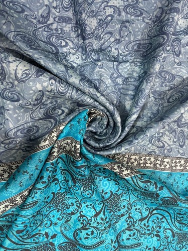 100% Pure Silk Saree | Recycled Indian Sari Fabric | Craft Dress Material SS1709 - Picture 9 of 10