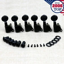New Black String Tuning Pegs Gear Electric Guitar Tuners 6 In Line Machine Heads