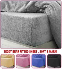 Luxury Extra Deep Teddy Fleece Fitted Sheet Cosy Warm Bed Sheet Double King Size