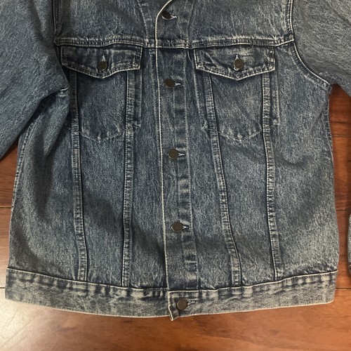 Vintage 80s A-ha! Acid Wash Blue Trucker Denim Jean Jacket Men's Large EUC RARE - Picture 6 of 12