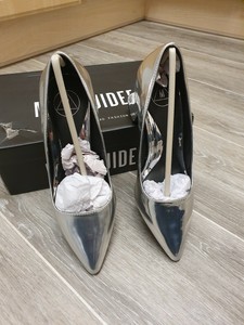 missguided silver block heels