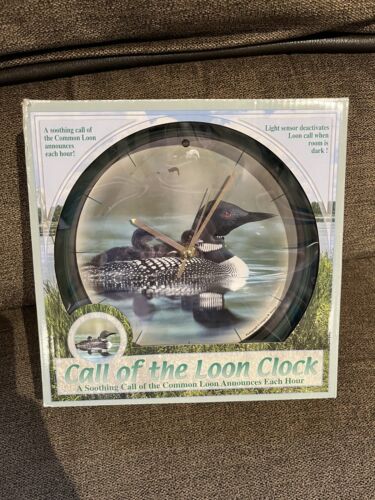 Call of the Loon Artwork Matte Black 13 Inch Sound Wall Clock New - Photo 1/3