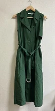 Uniqlo x JW Anderson Green Rayon Linen Sleeveless Trench Coat Dress Sz M