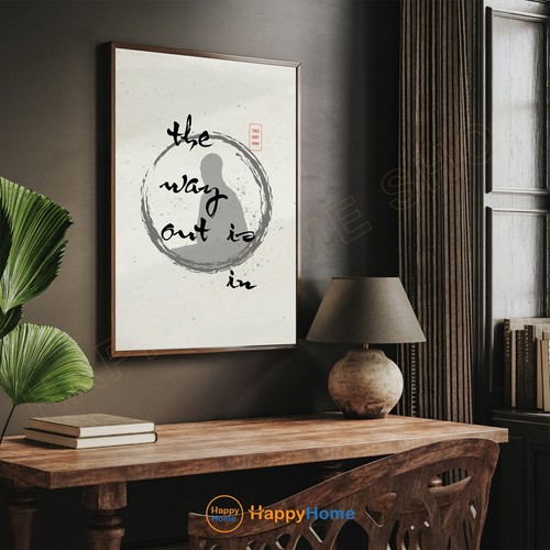 Thich Nhat Hanh The Way Out is In Quote Wall Art Enso Circle Meditation Art-PD37 - Picture 7 of 16
