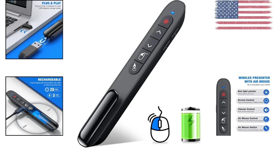 Wireless Presenter Remote with Air Mouse Control - Extended Control Distance - Image 2 of 4