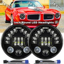 Pair 7"inch LED Headlights Hi/Lo Beam 6000k White For Pontiac Firebird 1970-1976