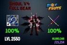 Blox Fruits LVL 2550 - 2600 Ghoul V4 Full Gear + CDK + Godhuman - Roblox