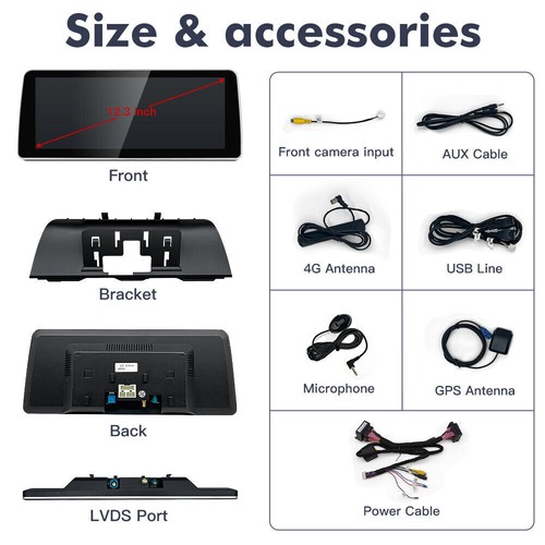 12.3'' Android Carplay Multimedia Radio Stereo Für BMW 5er F10 F11 CIC System DE - Picture 12 of 12