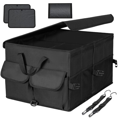 Kofferraum Organizer 60L Auto Aufbewahrung Tasche Box Faltbar Rutschfest Deckel
