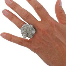 Large Flower Cluster Design With Brilliant Round Cut Cubic Zirconia Women's Ring
