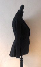 Allsaints Quay Tailcoat Jacket Charcoal Black Bustle Linen Wool Blend Uk 6 34 2