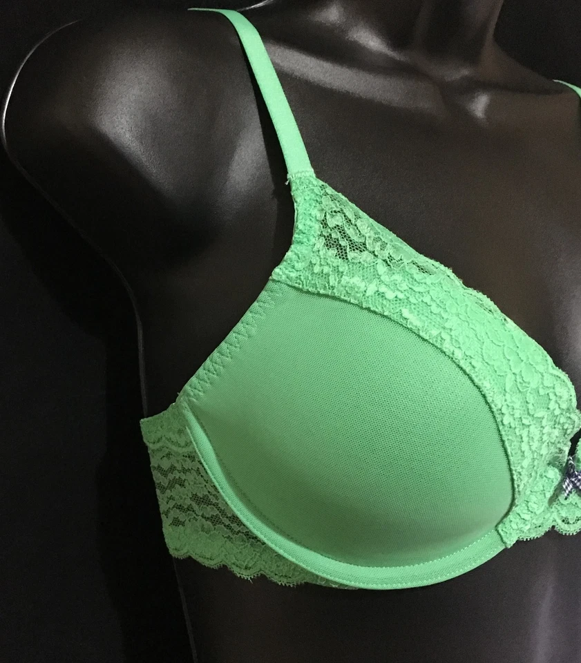 Hollister Lightly Lined Plunge Lace-Trim Bra GREEN (34B) - Image 2 of 4