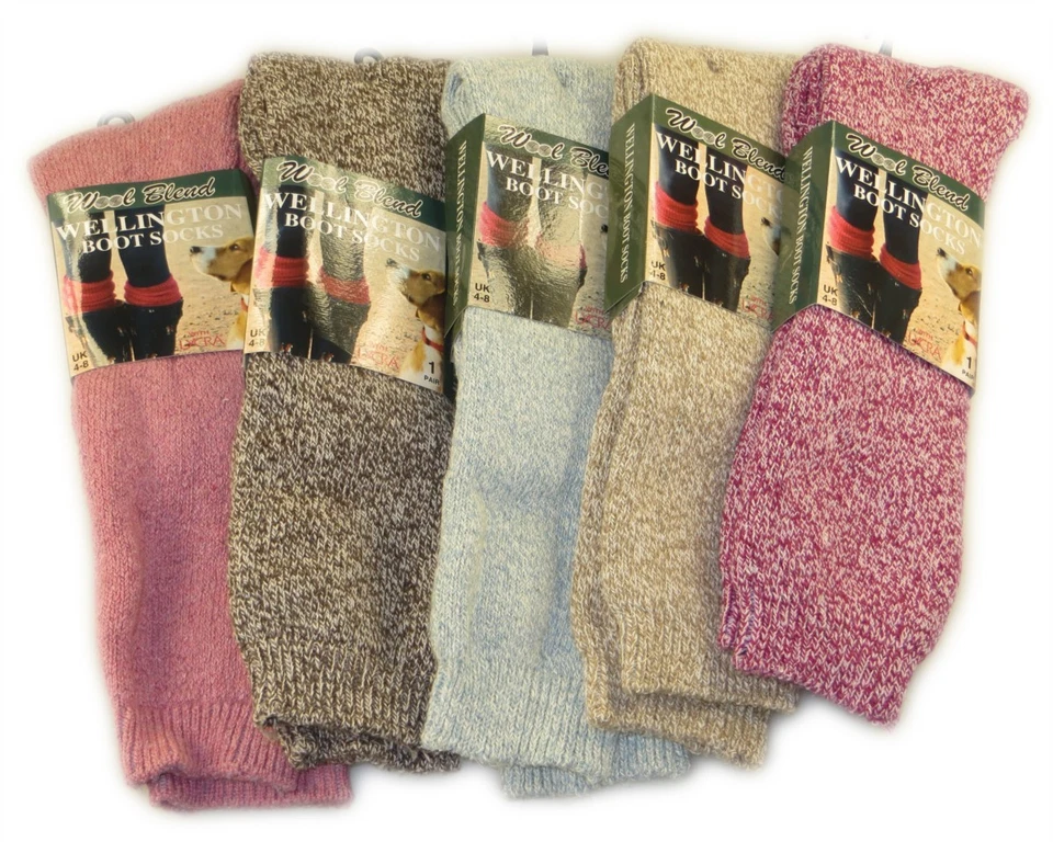 RZK 3 Pairs Of Ladies Wellington Boot Socks, The Original Wellington Sock, Size 4-8