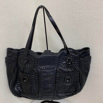 JAMIN PUECH Tote Bag Leather Black no.87 design pocket Used