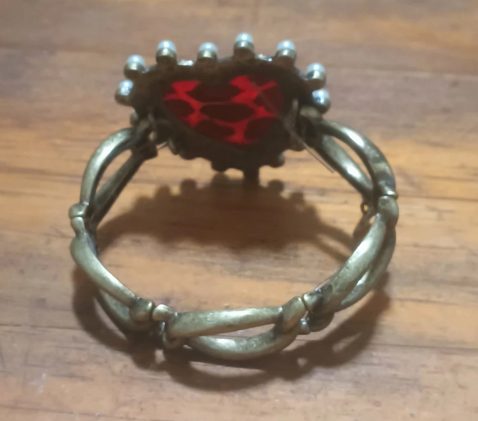 Raro Brazalete Elástico Betsy Johnson Compromiso Real Leopardo Imitación Perla Corona  Foto 4 de 4