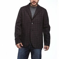 Harris Wharf London Charcoal Virgin Wool Tartan Flannel Blazer-EU 50 US Large 40