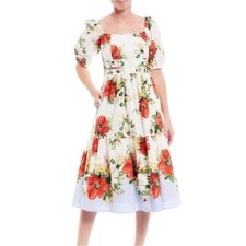 Vince Camuto Puff Sleeve Floral Dress Size 6