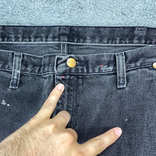 Mens Wrangler Jeans Black Wash Denim Pants Workwear Grunge Distressed 44x32 - Picture 11 of 21