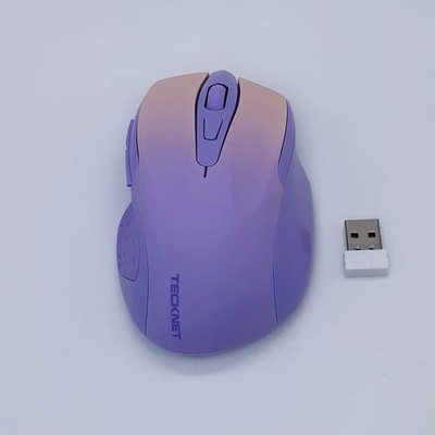 Tecknet M003 Cordless Wireless Optical Mouse with Receiver Purple Pink - Tested