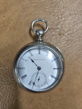 #5343  1877 HAMPDEN SPRINGFIELD MASS KEY WIND WATCH 7 Jewels No Key. "WORKING"