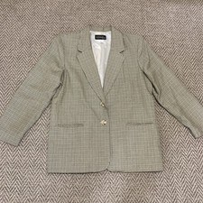 Vintage 90  s Requirements Petites Houndstooth Lightweight Blazer Size 14P USA