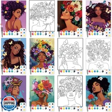 Ctosree 12 Pack Pre Drawn Canvas Kit for Painting Sip and Art Pai