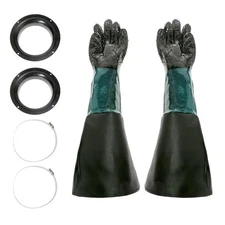 Sandblasting Gloves 23.6" Sandblast Cabinet Gloves with 4 Hole Holders and Me...
