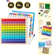 Wooden Hundred Board Math Learning Toys Counts Numbers Game for Preschool Kids