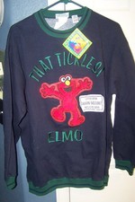 Sesame Street VTG 90  s That Tickles Elmo Sweatshirt Size L Navy Blue NO VOICEBOX