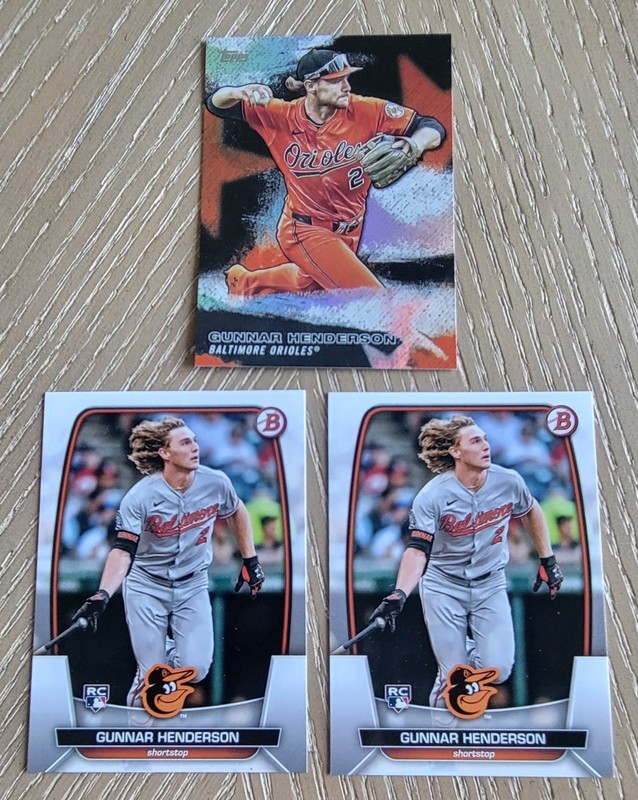 Gunnar Henderson Lot 2023 Bowman Base RCs + 2026 Topps Series 1 Stars of MLB