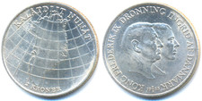 D&auml;nemark, Frederik IX., 2 Kroner 1953 Gr&ouml;nland Tuberkulose Bek&auml;mpfung Silber