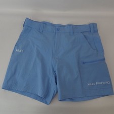 Huk Next Level Blue Performance Quick-Dry Zip Cargo Fishing Shorts Mens Size XL