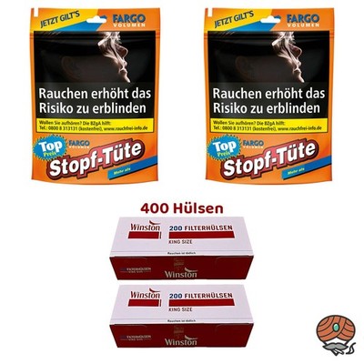 Fargo Stopf-Tüte Volumentabak Beutel 2x 50g, Winston Hülsen