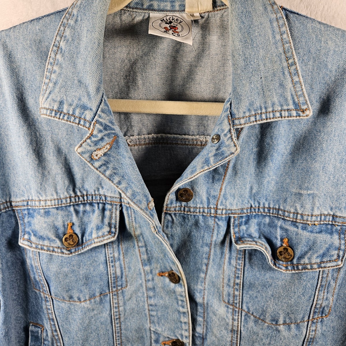 Vintage 90s Disney Denim Jacket Size Medium Blue Mickey & Co