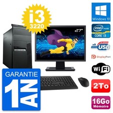 PC Tour Lenovo M92p Ecran 27" Intel i3-3220 RAM 16Go Disque 2To Windows 10 Wifi