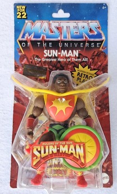 Masters of the Universe Sun-Man Figure MOTU NIB Bent Cardboard