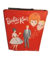 Vintage Mattel Barbie and Ken Red Vinyl Doll Carrying Case Trunk Storage
