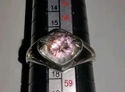 Vintage Sterling Silver 925 Pink Rhinestone Cocktail Band Ring Sz 8